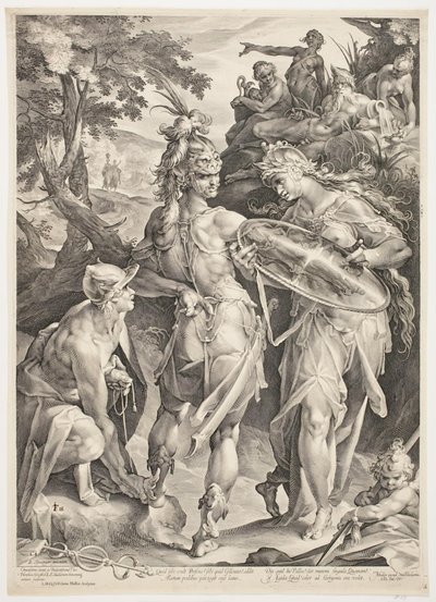 Minerva og Mercury bevæpner Perseus for hans møte med Medusa av Jan Harmensz. Muller