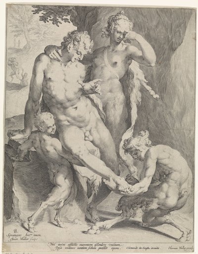 Oreaden fjerner en torn fra en satyrfot av Jan Harmensz. Muller