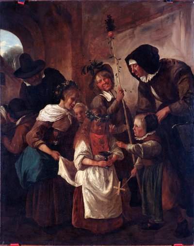 Blomsterpåskefester (blomstret påske) Maleri av Jan Havickszoon Steen (1625/6-1679) 1600-tallet Dim 80x65 cm Genes, Musei di Strada Nuova (ex Palazzo Bianco) av Jan Havicksz. Steen