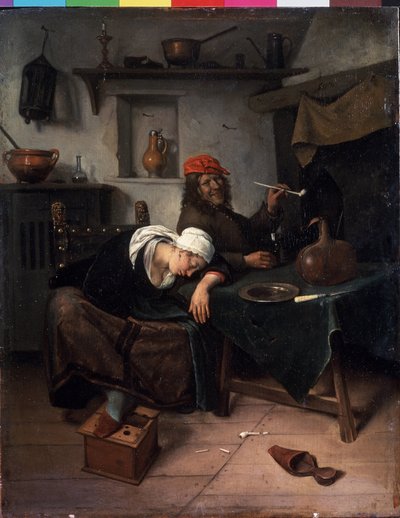 De ledige. Maleri av Jan Havicksz Steen (1626-1679). Olje på tre, 39 x 30 cm, ca 1660. Hollandsk kunst, barokkstil. Eremitasjemuseet, St. Petersburg. av Jan Havicksz. Steen