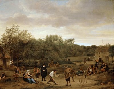 Bønder som spiller bowling, av Steen, Jan Havicksz (1626-1679). Olje på tre, ca. 1655. Størrelse: 67x85,5 cm. Kunsthistorisk museum, Wien av Jan Havicksz. Steen