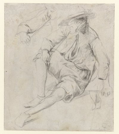 Studie av en sittende mann som røyker en pipe av Jan Havicksz. Steen