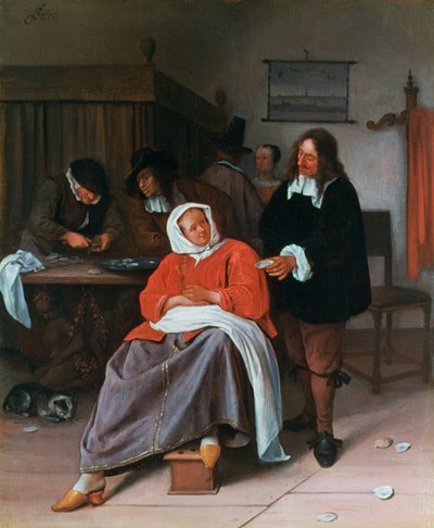 En mann som tilbyr en østers til en kvinne, c1660-1665 av Jan Havickszoon Steen