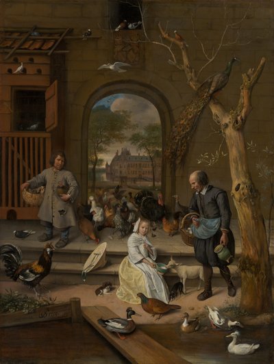 Portrett av Jacoba Maria van Wassenaer (1654-1683), kjent som The Poultry Yard, 1660 av Jan Havickszoon Steen