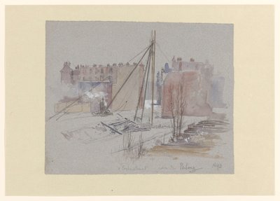 Pelearbeid på Van Eeghenstraat, bak Parkweg av Jan Hoynck van Papendrecht