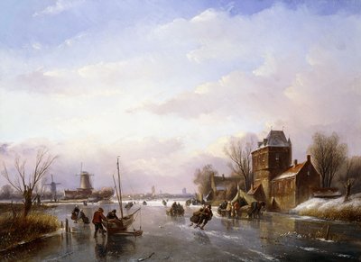 Skatere i et frossent landskap, av Jan Jacob Spohler
