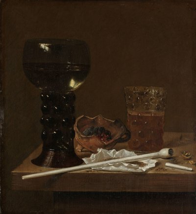 Stilleben med Roemer, Ølglass og en Pipe av Jan Jansz. van de Velde (III)