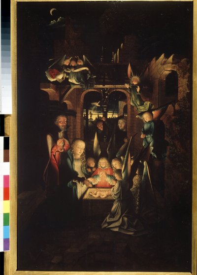 ""The Nativity"" (The Nativity of Christ (The Holy Night)) Maleri av Jan Joest (ca. 1460-1519) Pushkin-museet fra 1500-tallet, Moskva av Jan Joest van Kalkar