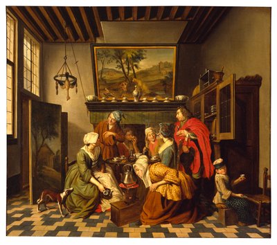 Tea Time (olje på lerret) av Jan Josef the Younger Horemans