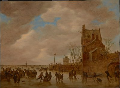 Isfornøyelser foran et brotårn, 1655 av Jan Josefsz Goyen van