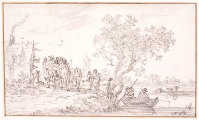 En vogn med reisende på et vertshus av Jan Josefsz van Goyen