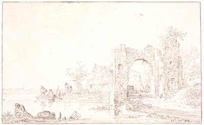 Elvelandskap med en ruin av Jan Josefsz van Goyen