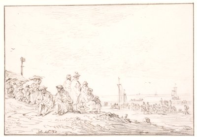 Strand med mange mennesker av Jan Josefsz van Goyen