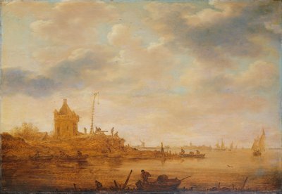 Elveutsikt med vaktpost av Jan Josephsz van Goyen