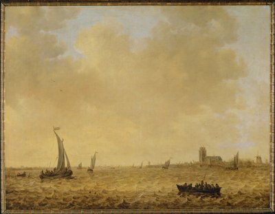 Sjølandskap. Utsikt over Dordrecht i bakgrunnen (olje på lerret) av Jan Josephsz van Goyen