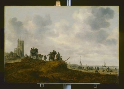 Den gamle kirke ved Egmond Aan Zee (olje på tre) av Jan Josephsz van Goyen