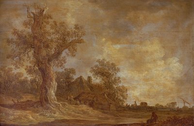 Skoglandskap med figurer og eiketre av Jan Josephsz van Goyen