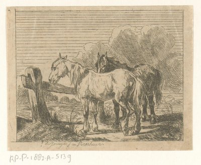 Beite med to hester av Jan Karel Jacob de Jonge
