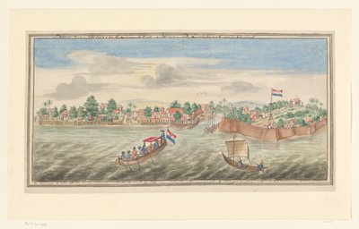 Utsikt over Malacca fra havet Utsikten over Malacca kan sees like over sandplaten på sjøsiden (tittel på objekt) av Jan Keldermans