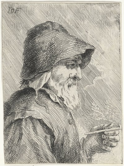 Gammel mann med skjegg og en pipe i hånden av Jan Lauwryn Krafft (I) (attributed to)