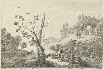 Landskap med en fløytespiller og en gjeter av Jan Lauwryn Krafft (I)