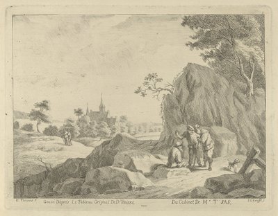 Landskap med reisende og gjetere av Jan Lauwryn Krafft (I)