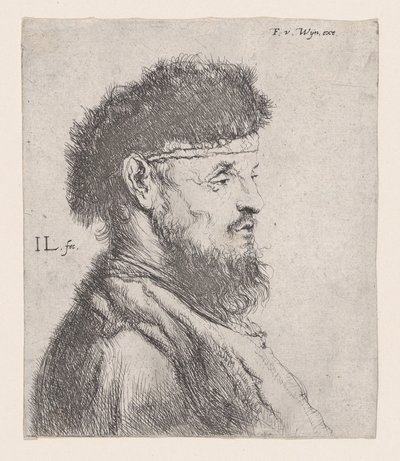 Byste av en mann med pelshatt, 1600-tallet. av Jan Lievens