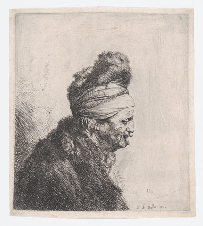 Byste av en gammel mann med pelshatt av Jan Lievens