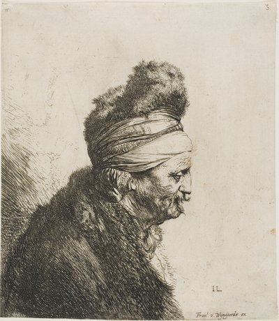 Byste av en orientalsk mann, vendt mot høyre av Jan Lievens