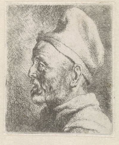Hode av en gammel mann med høy lue av Jan Lievens