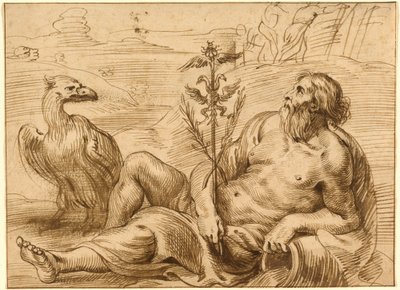 Elveguden med en ørn av Jan Lievens