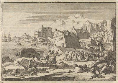 Jordskjelv i Jamaica som ødela byen Port Royal, 1692 av Jan Luyken