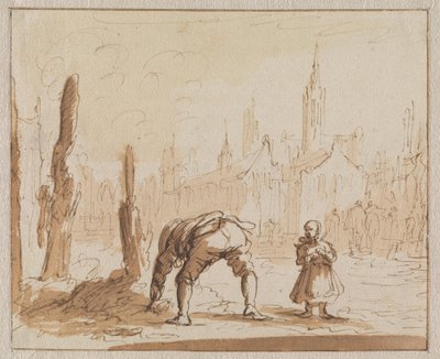 Adriaen Wens leter i asken etter munnskruen som var blitt satt på moren hans i Antwerpen i 1573 av Jan Luyken