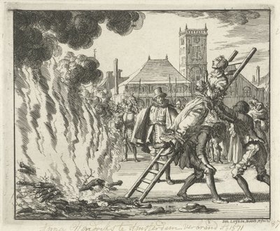 Anneken Hendriks, bundet på en stige, brent i Amsterdam, 1571, 1685 av Jan Luyken