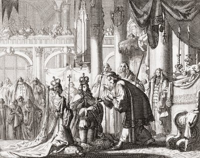 Kroning av kong William III og dronning Mary II, 11. april av Jan Luyken