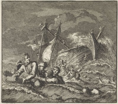 Emblem: forlis Forlis med druknende mennesker av Jan Luyken