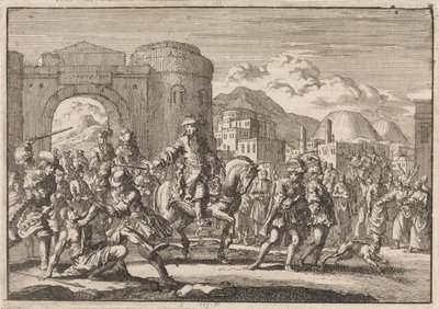 Fransk utsending til sultanen går inn i Jerusalem på hesteryggen, 1674 av Jan Luyken