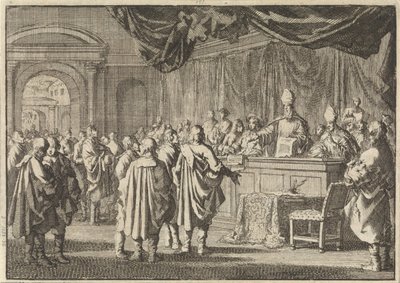 Reformert i Ungarn for en domstol av biskoper og andre romanister, 1670 av Jan Luyken