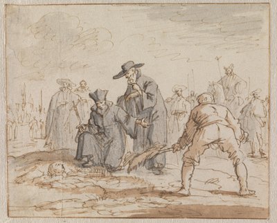 Anneke van den Hoves levende begravelse i Brussel, 1591 av Jan Luyken