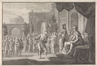 Hyrcanus foran tronen til Ptolemaios Philadelphus av Jan Luyken