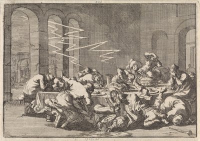 I den polske landsbyen Perzyn blir 23 mennesker drept av lyn under et dåpsmåltid, 1676 av Jan Luyken