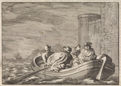 King James II flykter om natten i en robåt, 1688 av Jan Luyken