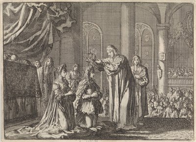Kroningen av William III og Mary II Stuart av erkebiskopen av Canterbury, 1689 av Jan Luyken