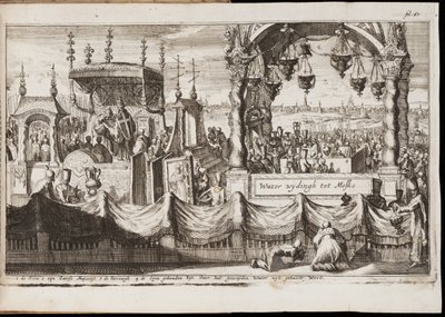 La grande benediction des eaux a Moscou (Russie) (The Great Blessing of Waters at Moscow) (ceremonie religieuse annuelle avec procession) - Oeuvre de Jan (Johannes) Luyken (1649-1712), gravure (20,1x30 cm)   1376888   no       norwegian Successfully Transl av Jan Luyken
