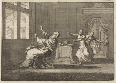 Pave Innocent XII faller bakover fra vinduet til Quirinalen like etter valget hans, 1691 av Jan Luyken