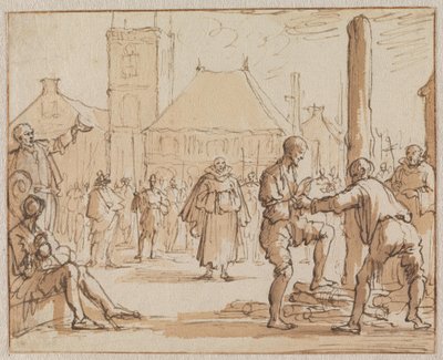 Pieter Bekjen bestiger bålet i Amsterdam i 1569 av Jan Luyken