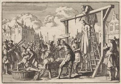 I London blir jesuitten William Ireland hengt og John Grove innkvartert for et tiltenkt regicid, 1679 av Jan Luyken