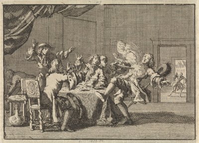 Thomas Tullock, tilhenger av kong James II i Skottland, blir drept av uventet avfyring av pistolen hans, 1690 av Jan Luyken