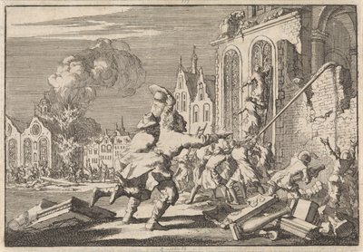 Ødeleggelse av katolske kapeller i London, 1688 av Jan Luyken