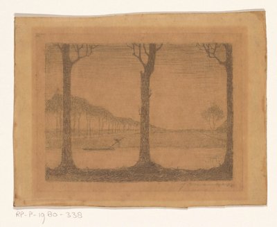 Trær langs kanalen ved Woudsterweg av Jan Mankes (signed by artist)